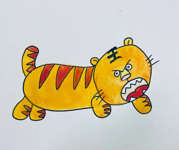 老虎的简笔画彩色