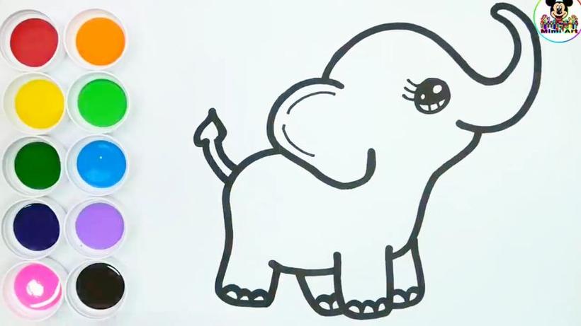 大象简笔画涂色