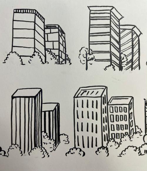 儿童画高楼大厦简笔画