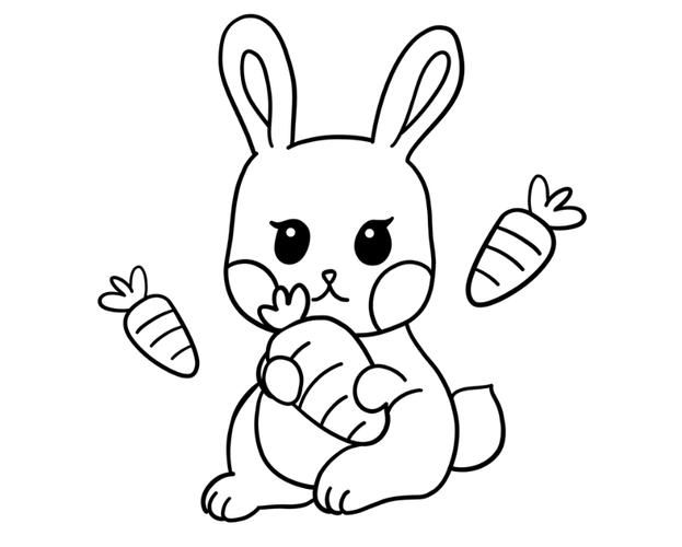 小兔子吃胡萝卜简笔画 小兔子吃胡萝卜简笔画法