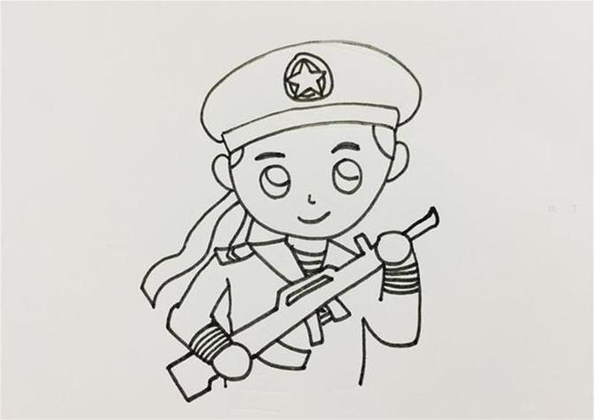 国防教育简笔画儿童画