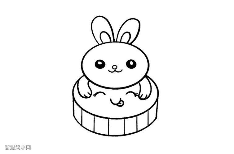 小兔子和月饼简笔画