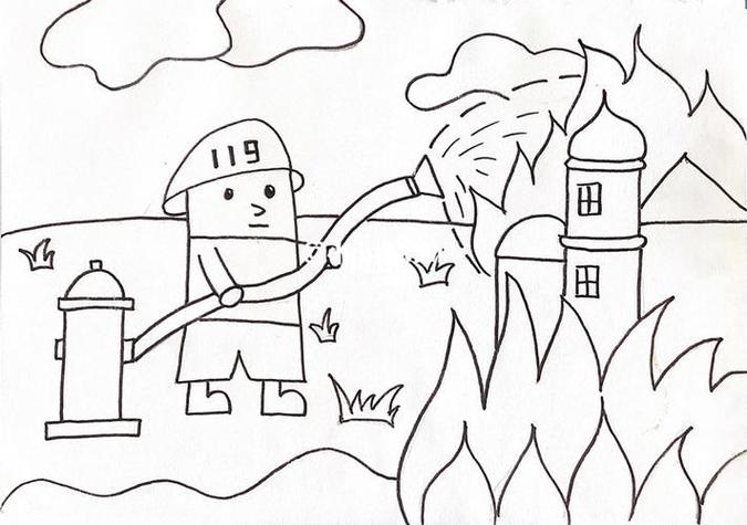 消防儿童简笔画