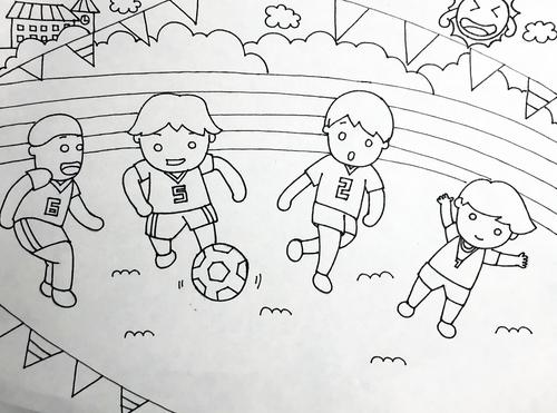 运动场上儿童简笔画 运动场上儿童简笔画做操