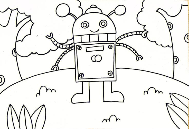 机器人简笔画彩色 机器人简笔画彩色可爱