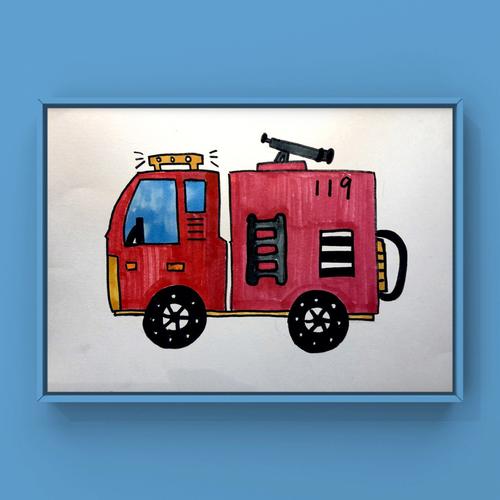 消防车简笔画儿童画 消防车简笔画儿童画幼儿园