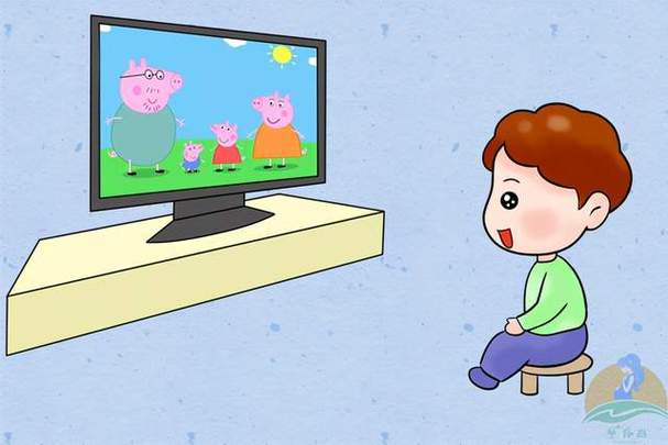 小孩坐着看电视简笔画