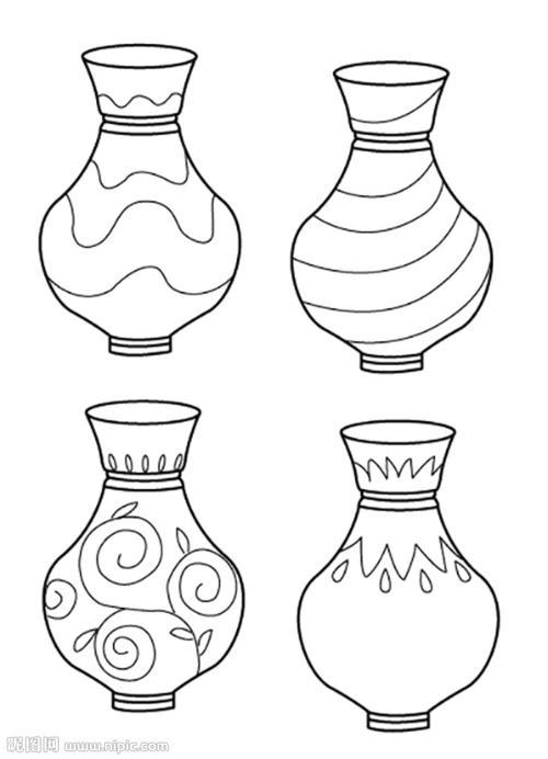 古代花瓶简笔画