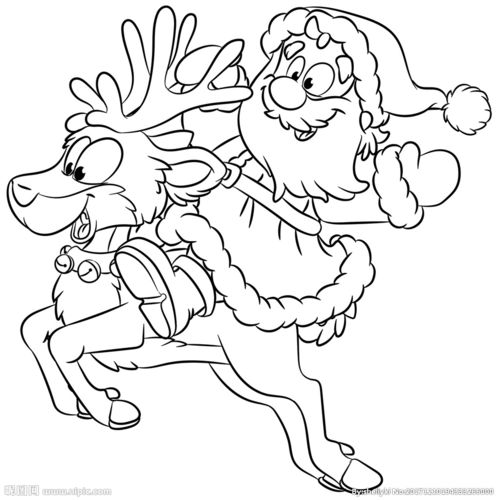 圣诞老人的驯鹿简笔画 儿童简笔画圣诞老人和驯鹿