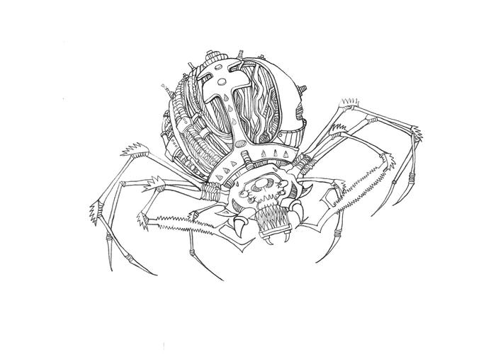 机械蜘蛛简笔画图片