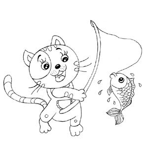 小猫钓鱼简笔画 小猫钓鱼简笔画绘本