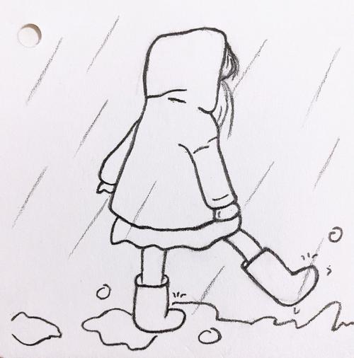 雨中的我简笔画