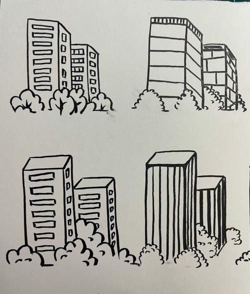 儿童画高楼大厦简笔画