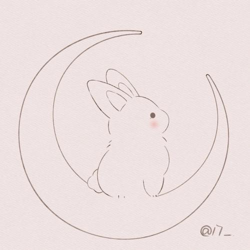 月亮上的兔子简笔画 月亮上的兔子简笔画高中