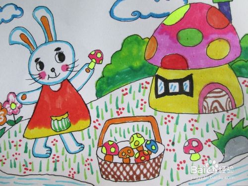 小白兔采蘑菇简笔画 小白兔采蘑菇简笔画带颜色