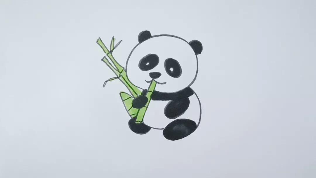 熊猫吃竹子图片简笔画