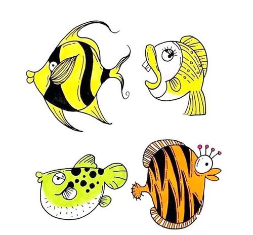 海底鱼简笔画 海底鱼简笔画彩色