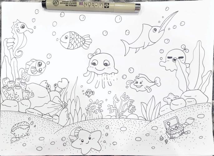 海底世界动物简笔画 海底世界动物简笔画彩色