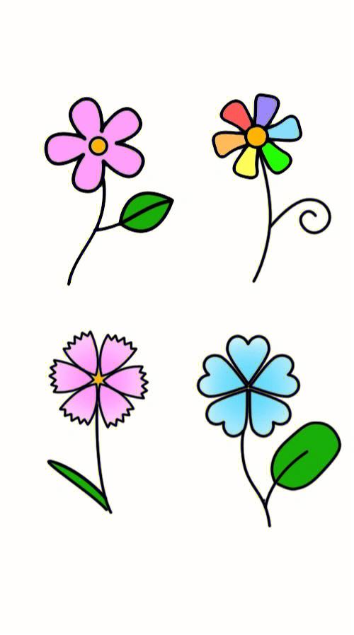 花的简笔画彩色 100种花的简笔画彩色