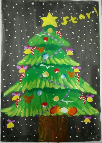 圣诞树色彩画 圣诞树色彩画法