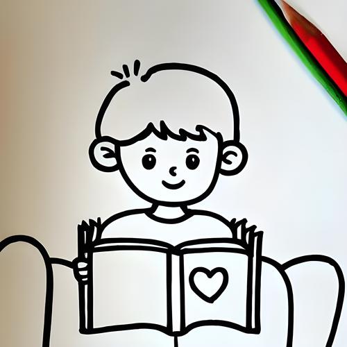 小孩看书的简笔画