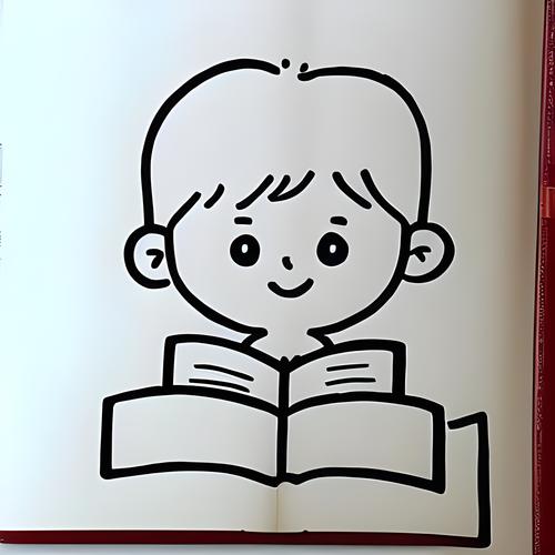 小男孩看书简笔画