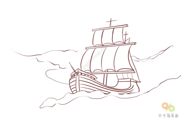 乘风破浪的船简笔画