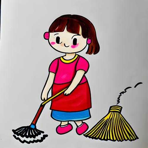 小孩扫地的简笔画 小孩扫地的简笔画女孩