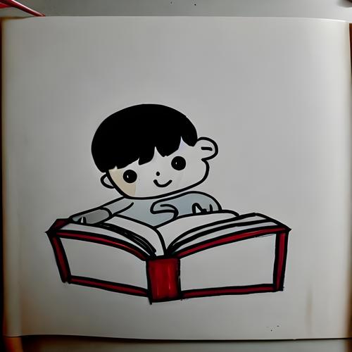 小男孩读书简笔画