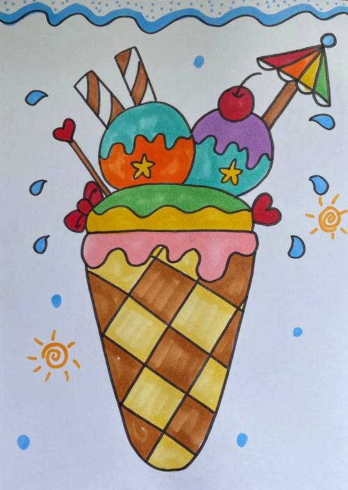 怎么画冰淇淋简笔画