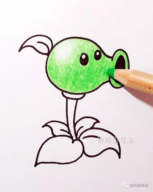 豌豆射手的简笔画 植物大战僵尸豌豆射手的简笔画