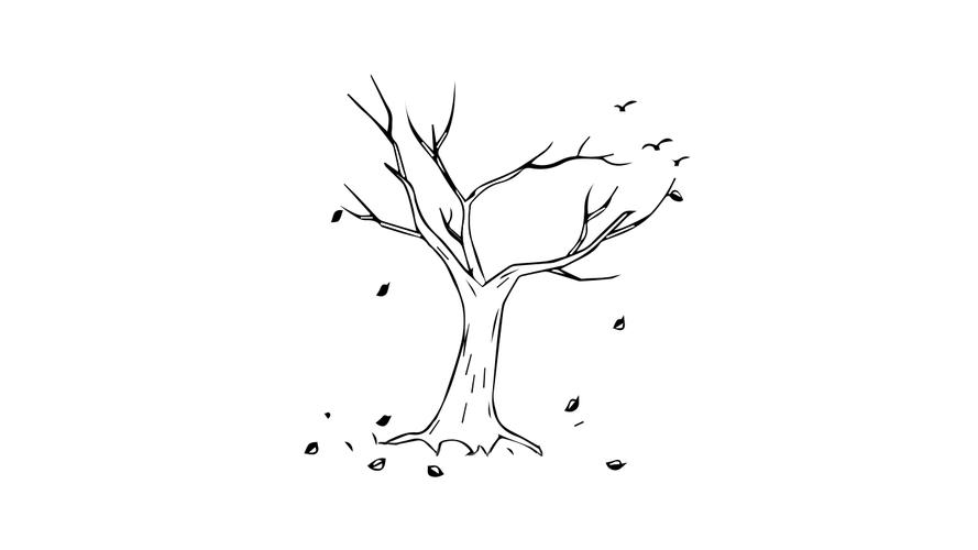 枯萎的树简笔画