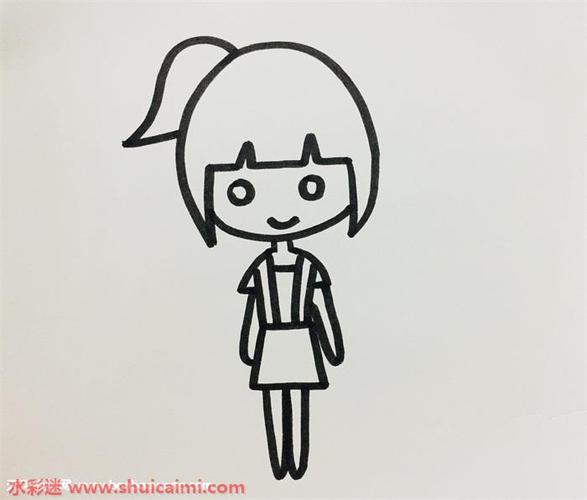 女孩子的简笔画 一年级小学生自画像女孩子的简笔画