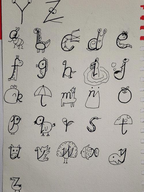 英语26个字母简笔画 英语26个字母简笔画法大全