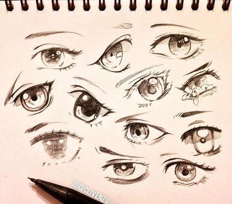 卡通眼睛简笔画少女