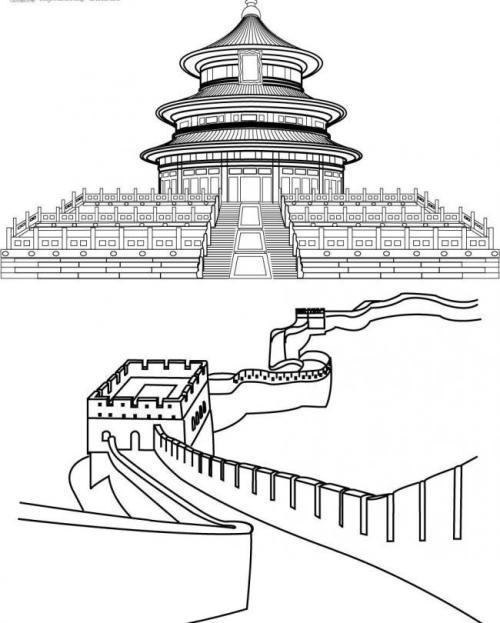 中国的建筑简笔画