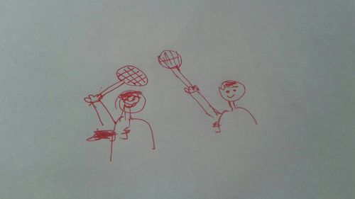 打羽毛球的简笔画 两个人打羽毛球的简笔画