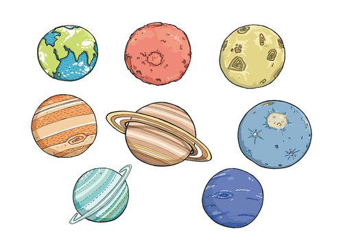太阳系八大行星简笔画 太阳系八大行星简笔画示意图