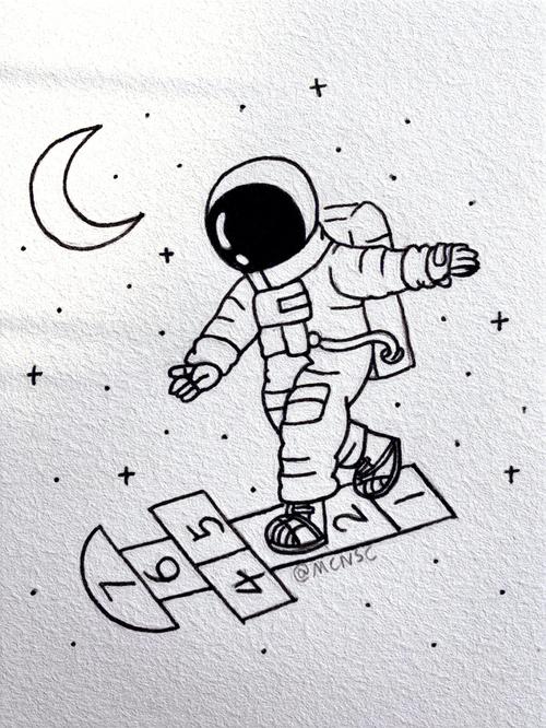 宇航员简笔画彩色 宇航员简笔画彩色侧面