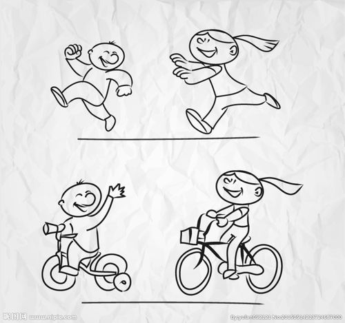 小人骑自行车的简笔画图片
