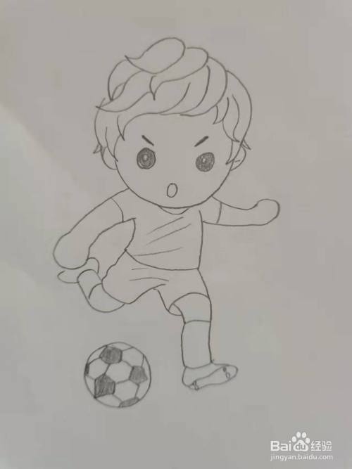 踢足球的小男孩简笔画 踢足球的小男孩简笔画加背景
