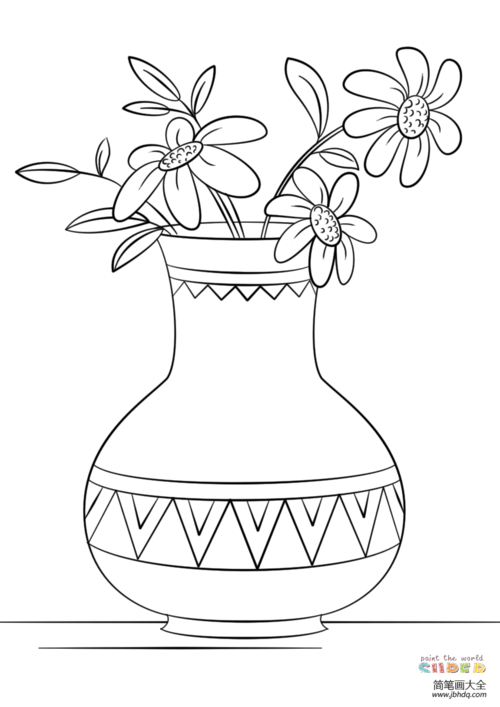 花瓶插花图片简笔画 花瓶插花图片简笔画彩色向日葵
