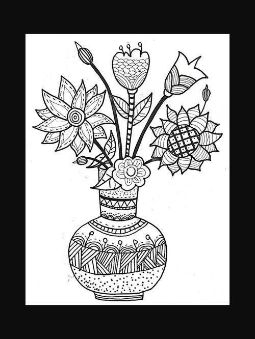 黑白装饰画简单花瓶图片