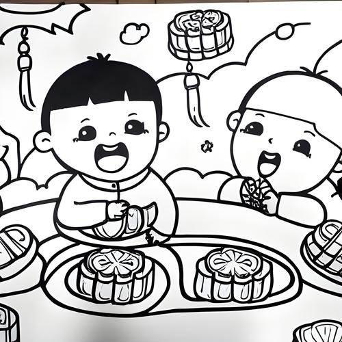 小男孩吃月饼简笔画 小男孩吃月饼简笔画大全
