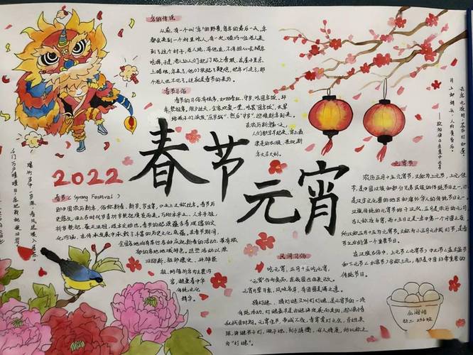 春节元宵节传统文化手抄报 手抄报简单又漂亮