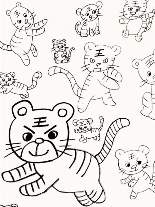 画个小老虎 儿童老虎画简单画法