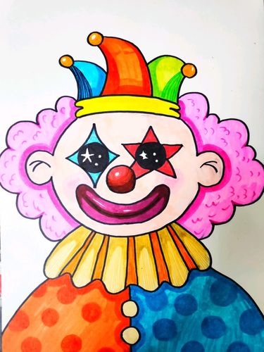 小丑全身的简笔画涂色图片