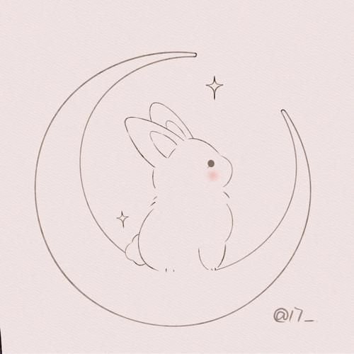 兔子月亮简笔画 兔子月亮简笔画边框