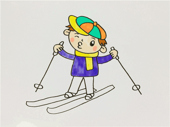 小朋友滑雪简笔画图片 小朋友滑雪简笔画图片大全