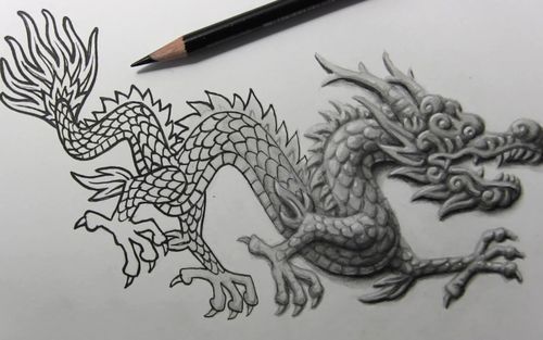 中国龙素描 中国龙素描画